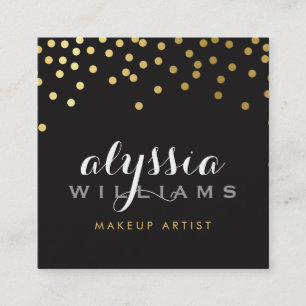GLAMOROUS Konfetti glänzende Goldfolie fett schwar Quadratische Visitenkarte