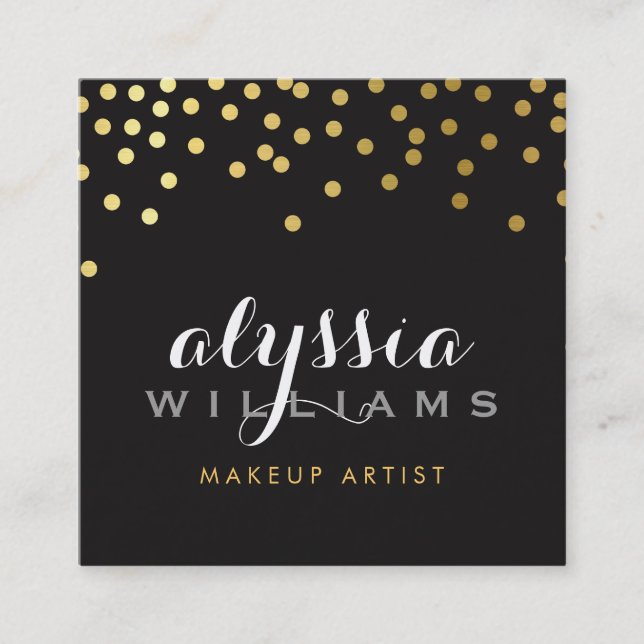 GLAMOROUS Konfetti glänzende Goldfolie fett schwar Quadratische Visitenkarte (Vorderseite)