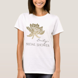 GLAMOROUS PALE GOLD LOTUS BRAUTPARTY MONOGRAMM T-Shirt