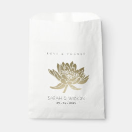 GLAMOROUS PALE GOLD WHITE LOTUS BLUMENWEDD GESCHENKTÜTCHEN