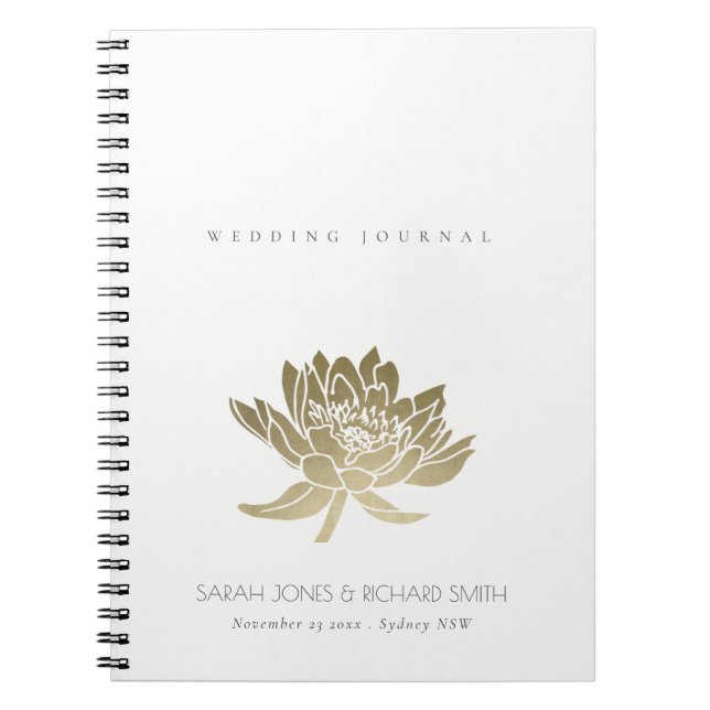 GLAMOROUS PALE GOLD WHITE LOTUS BLUMENWEDD NOTIZBLOCK (Vorderseite)
