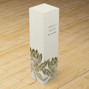 GLAMOROUS PALE GOLD WHITE LOTUS FLORAL MONOGRAMM Wein-Geschenkverpackung