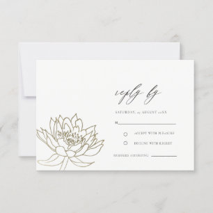 GLAMOROUS PALE GOLD WHITE LOTUS FLORAL UAWG RSVP KARTE