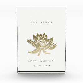 GLAMOROUS PALE GOLD WHITE LOTUS SAVE THE DATE GIFT FOTOBLOCK