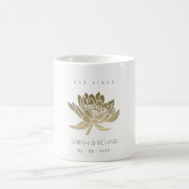 GLAMOROUS PALE GOLD WHITE LOTUS SAVE THE DATE GIFT KAFFEETASSE