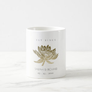 GLAMOROUS PALE GOLD WHITE LOTUS SAVE THE DATE GIFT KAFFEETASSE