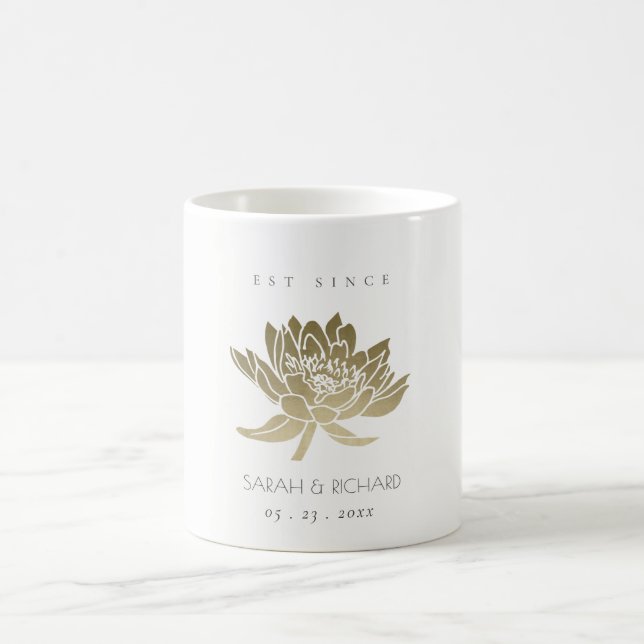 GLAMOROUS PALE GOLD WHITE LOTUS SAVE THE DATE GIFT KAFFEETASSE (Mittel)