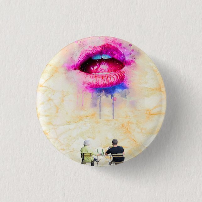  Glamorous Pink Lip Illustration Button (Vorderseite)