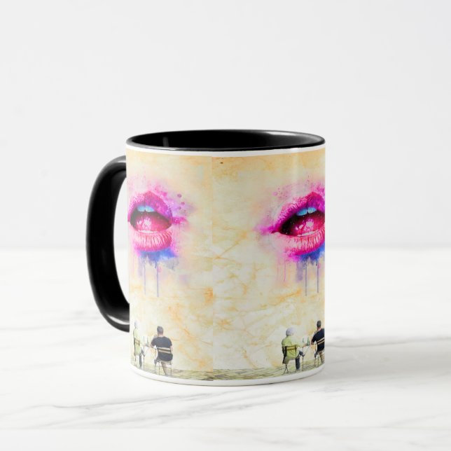  Glamorous Pink Lip Illustration Tasse (Vorderseite Links)