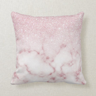 Glamorous Pink White Glitter Marble Gradient Schat Kissen