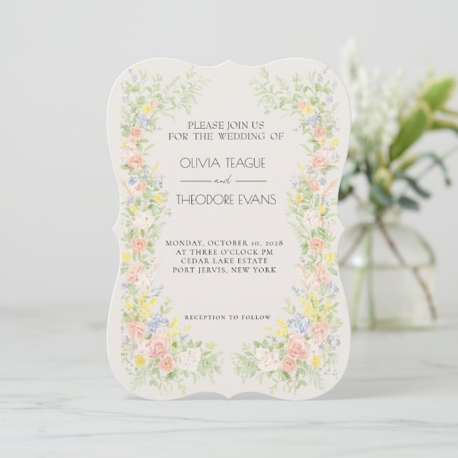 Glamorous Regency Garden Wedding Invitations  Einladung (Stehend Vorderseite)