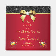 Glamorous Romantic Elegance Birthday Save the Date