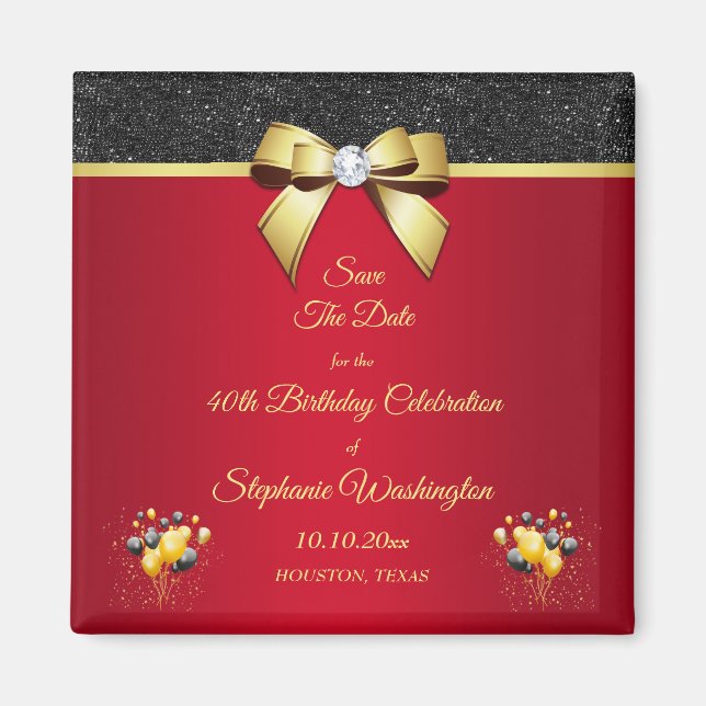 Glamorous Romantic Elegance Birthday Save the Date Magnet (Vorne)