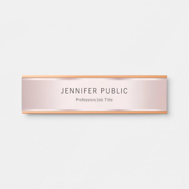 Glamorous Rose Gold Modern Elegant Name Home Türschild (Vorderseite )