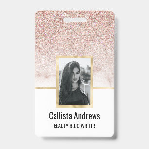 Glamorous Rose Gold White Glitter Marble Gradient Ausweis