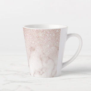 Glamorous Rose Gold White Glitter Marble Gradient Milchtasse