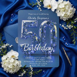 Glamorous Sapphire Blue Diamond 50th Birthday Einladung<br><div class="desc">Celebrate a milestone in spectacular style with this glamorous 50th birthday party invitation. Featuring a stunning 3D sapphire blue diamond "50" graphic that sparkles against a sleek navy background, this layout exudes modern luxury. Perfect for a sophisticated dinner party, an evening cocktail celebration, or a lavish fiftieth milestone event. The...</div>