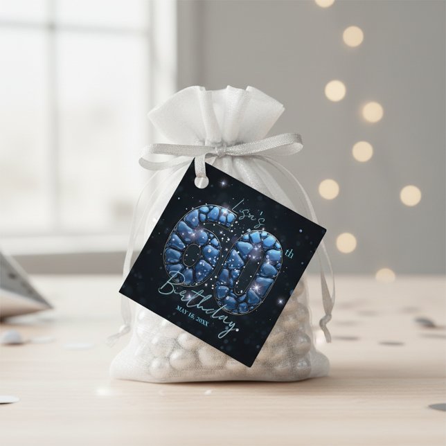 Glamorous Sapphire Blue Jewel Mosaic 60th Birthday Geschenkanhänger (Von Creator hochgeladen)