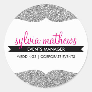 GLAMOROUS SIEGEL stilvoller Glitzer funkeln silber Runder Aufkleber