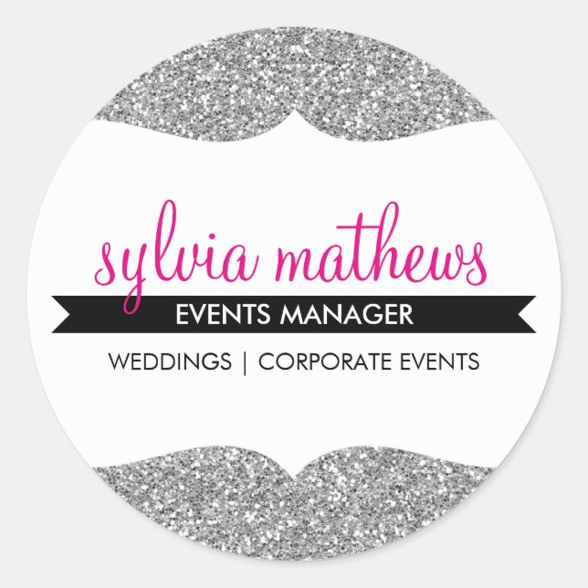 GLAMOROUS SIEGEL stilvoller Glitzer funkeln silber Runder Aufkleber (Vorderseite)