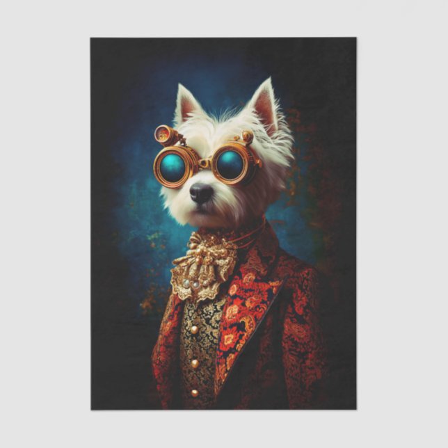 Glamorous Steampunk Westie Dog EZ6L Decoupage Seidenpapier (Vorderseite)