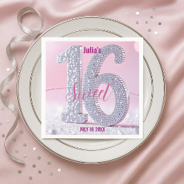 Glamorous Stylish Chic Rhinestone Sweet Sixteen Serviette