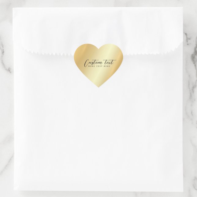 Glamorous Template Your Custom Text Elegant Gold Herz-Aufkleber (Tasche)