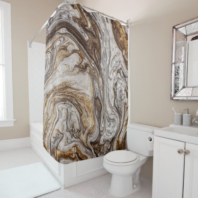 Glamour 001 flüssige Brauntöne Duschvorhang (Beispiel)