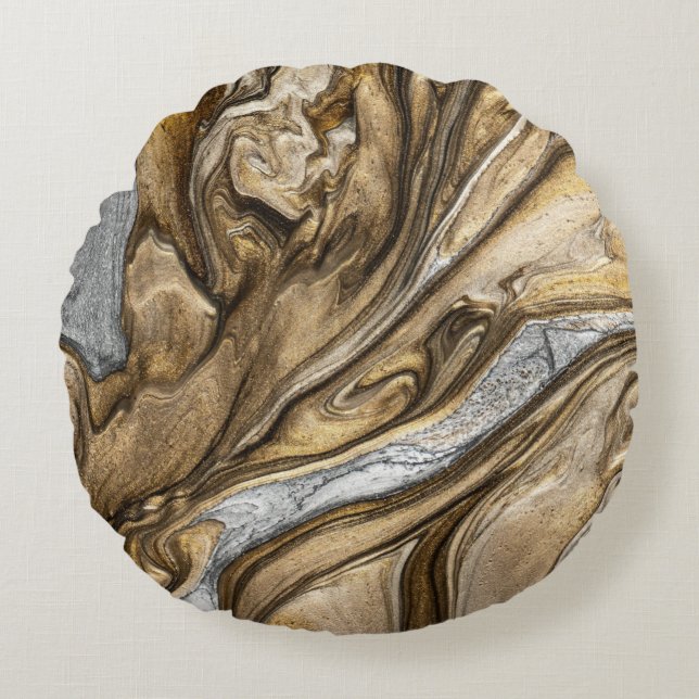 Glamour 002 flüssige Brauntöne Rundes Kissen (Vorderseite)