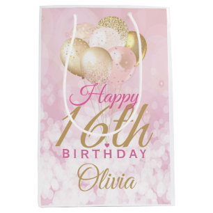 Glamour 16. Geburtstagsballon Mittlere Geschenktüte
