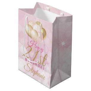 Glamour 21. Geburtstagsballon Mittlere Geschenktüte