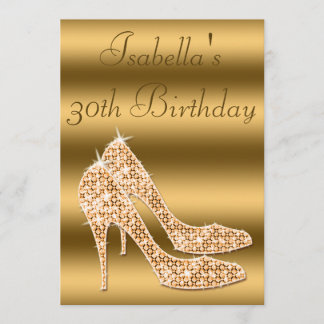 Glamour 30. Geburtstag Gold Stilettos Einladung
