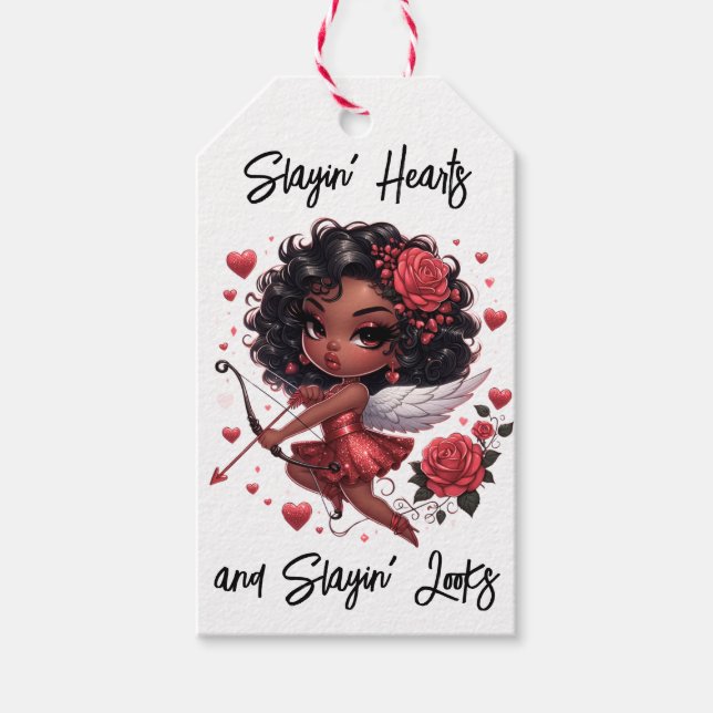 Glamour African American Cupid Geschenkanhänger (Vorderseite)