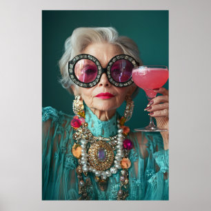 Glamour Ältere Frau Kühne Luxus Mode Poster