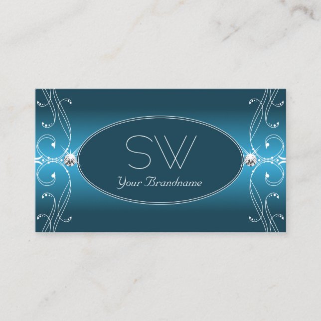 Glamour Aquamarin Blue Verziert Sparkle Jewels Mon Visitenkarte (Vorderseite)