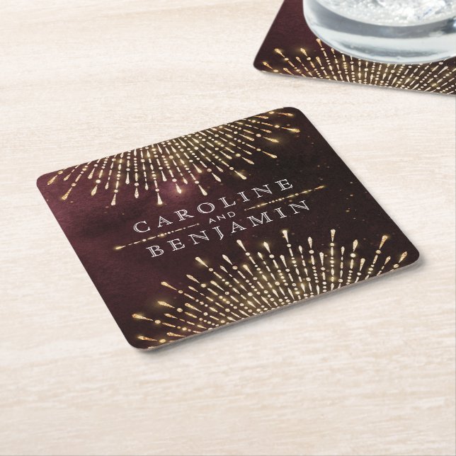 Glamour Art Deco Burgund Rechteckiger Pappuntersetzer (angewinkelt)