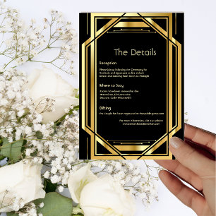 Glamour Art Deco Gold Schwarze Vintage Details Kar Einladung