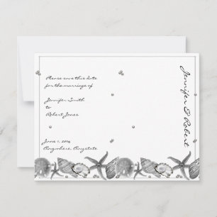 Glamour Beach in Silver Save the Date Card