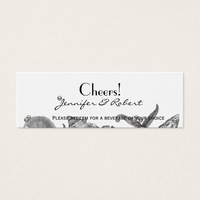 Glamour Beach in Silver Wedding Drinks Tickets (Vorderseite)