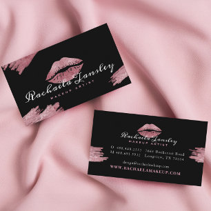 Glamour Beauty Black & Pink Lip Makeup Artist Visitenkarte