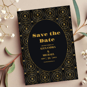 Glamour Black and Gold Art Deco Hochzeit Save The Date