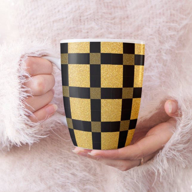 Glamour Black and gold Bufallo karierte Muster Kaffeetasse (Von Creator hochgeladen)