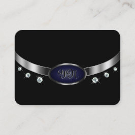 Glamour Black and Silver mit Monogram Diamonds Visitenkarte