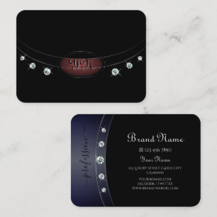 Glamour Black and Silver mit Monogram Diamonds Visitenkarte