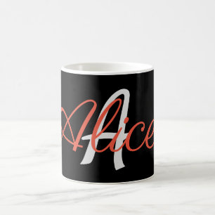 Glamour Black and White Monogram Custom Kaffeetasse