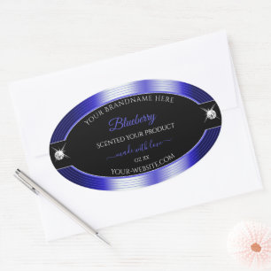 Glamour Black Blue Shiny Brilliant Produktetikett Ovaler Aufkleber