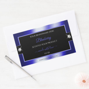 Glamour Black Blue Shiny Brilliant Produktetikett Rechteckiger Aufkleber