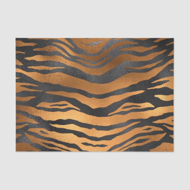 Glamour Black Brown Tiger Stripes Animal Print Seidenpapier (Vorderseite)
