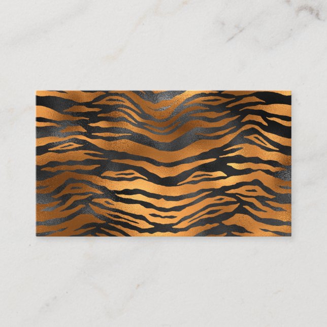 Glamour Black Brown Tiger Stripes Animal Print Visitenkarte (Vorderseite)