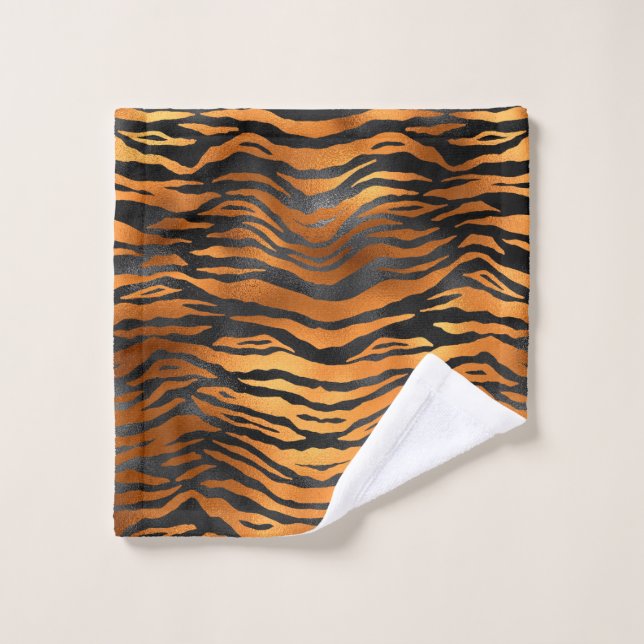 Glamour Black Brown Tiger Stripes Animal Print Waschlappen (Waschlappen)